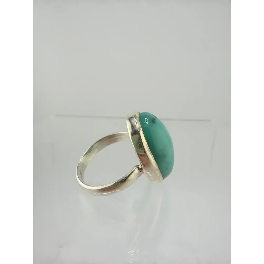 Sterling Silver Natural Turquoise Bezel Ring Size 9.5